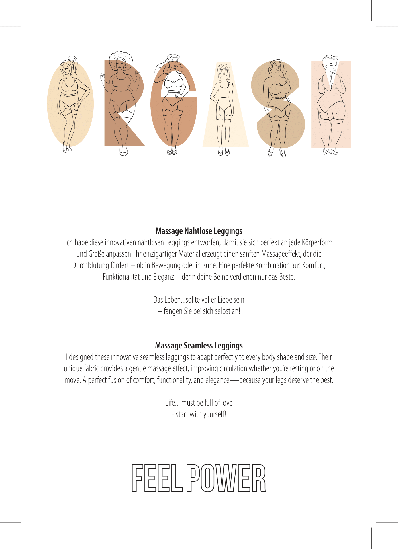 Massage Seamless Leggings Mocha Mousse - luxury by Orgasm Fashion, designed in Germany