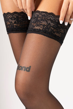 Black Stay - Up Stockings with Lace – Timeless Elegance - luxury by Orgasm Fashion, designed in Germany