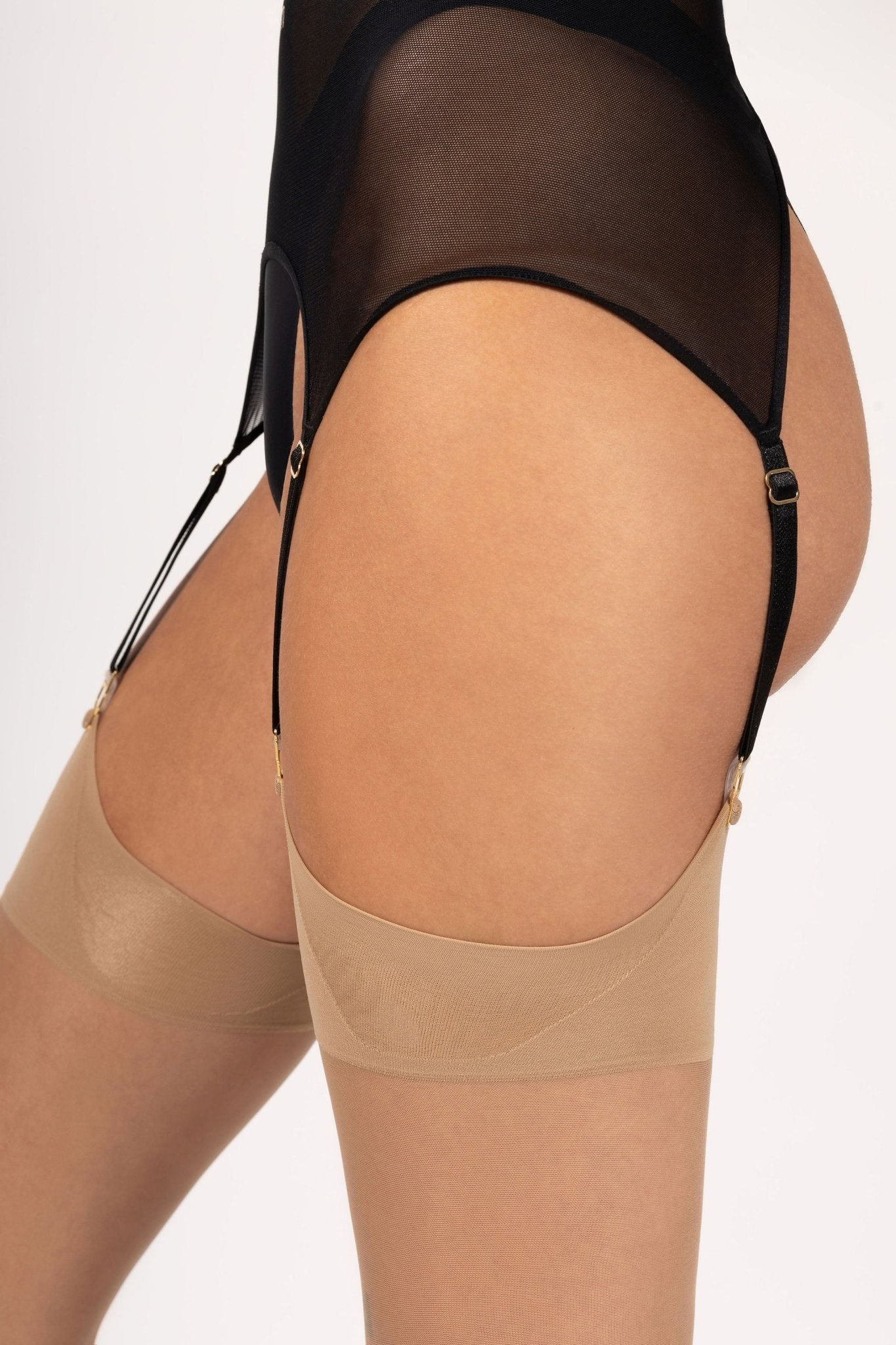 Camel Garter Stockings – Classic & Comfortable - luxury by Orgasm Fashion, designed in Germany