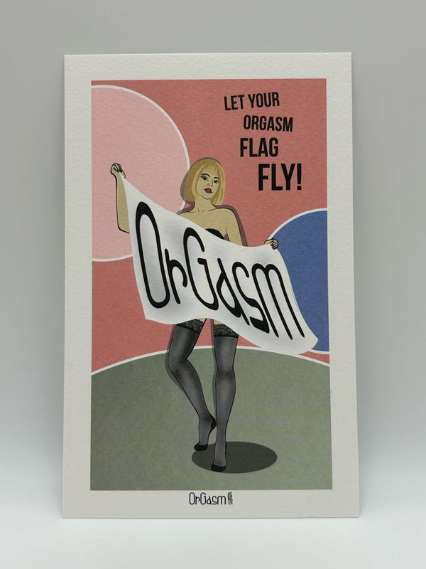 Greeting Card Let Your OrGasm Flag Fly! – Unique Hosiery - Inspired Art - luxury by Orgasm Fashion, designed in Germany